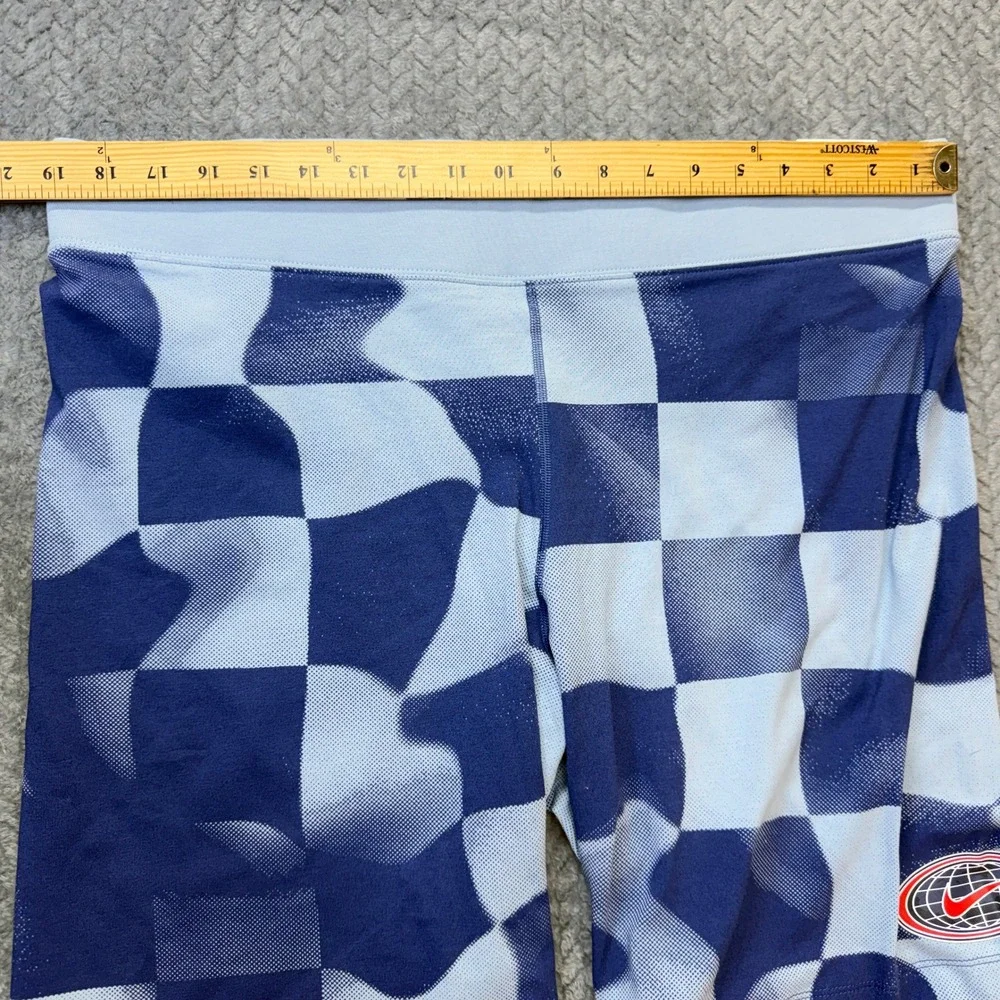 Nike Sportswear Checkered Bike Shorts Blue Mid Rise Tight Fit Womens 2X‎
